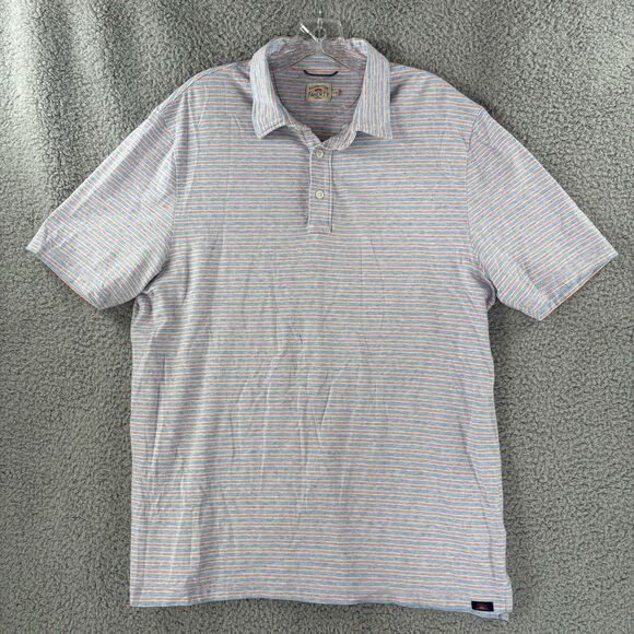 Faherty Movement Polo Shirt Mens Large L Short Sleeve Blue Red Striped Stretch - Picture 1 of 8
